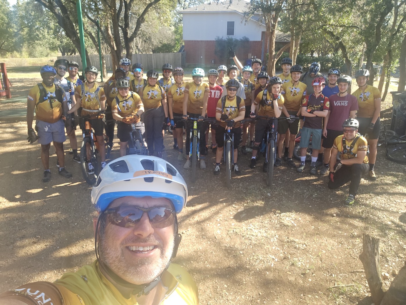 The Hays County Composite Stingers team gathered for a ride